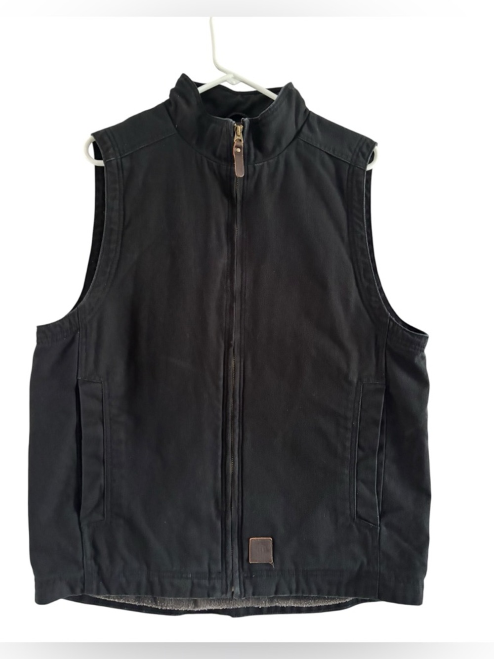 Men’s black Wolverine zip vest  Medium. Denim blanket design polyester lining.
